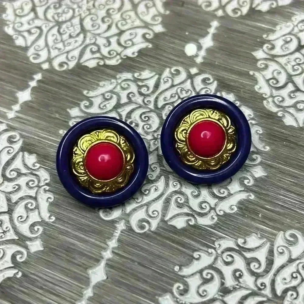 Vintage Large Button Earrings